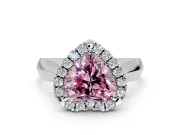 Halo Engagement Ring Setting for Fancy Pink Heart-Shaped Center with Square Band and Prong Head in White Gold