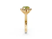 Starburst Halo Engagement Ring Setting for Fancy Yellow Round Cut Center with Thin Round-Wire Band and Prong Head in Yellow Gold