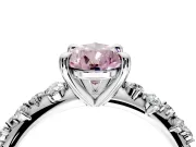 Solitaire Engagement Ring Setting for Fancy Pink Pear-Shaped Center with Trailing Leaf Accent Band and Prong Head in White Gold