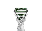 Solitaire Engagement Ring Setting for Fancy Green Asscher Cut Center with Half-Pave Crossover Band and Prong Head in Sterling Silver