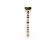 Solitaire Engagement Ring Setting for Fancy Green Cushion Cut Center with Large Accent Band and Prong Head in Rose Gold