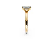 Solitaire Engagement Ring Setting for Emerald Cut Center with Thin Rounded Plain Band and Prong Head in Yellow Gold