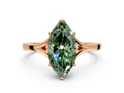 Solitaire Engagement Ring Setting for Fancy Green Marquise Center with Plain Split Shank and Prong Head in Rose Gold