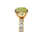 Solitaire Engagement Ring Setting for Fancy Yellow Cushion Cut Center with Round Cut Pave Band and Prong Head in Yellow Gold