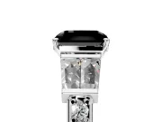 Channel-Set Engagement Ring Setting for Fancy Black Radiant Cut Center with Baguette Band and Prong Head in Platinum