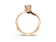 Solitaire Engagement Ring Setting for Fancy Pink Pear-Shaped Center with Raised Channel Band and Prong Head in Rose Gold