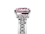 Solitaire Engagement Ring Setting for Fancy Pink Princess Cut Center with Raised Channel Band and Prong Head in White Gold