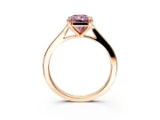 Solitaire Engagement Ring Setting for Fancy Pink Radiant Cut Center with Tapered Shoulders and Prong Head in Rose Gold