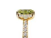 Solitaire Engagement Ring Setting for Fancy Yellow Emerald Cut Center with Fine Pave Band and Prong Head in Yellow Gold