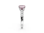 5 Stone Engagement Ring Setting for Fancy Pink Asscher Cut Center with Plain Band and Prong Head in Platinum