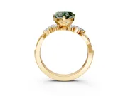 Solitaire Engagement Ring Setting for Fancy Green Heart-Shaped Center with Marquise Accent Twist Band and Prong Head in Yellow Gold