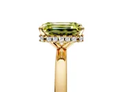 Hidden Halo Engagement Ring Setting for Fancy Yellow Emerald Cut Center with Plain Band and Tall Prong Head in Yellow Gold