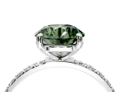 Solitaire Engagement Ring Setting for Fancy Green Round Cut Center with Pave Accents and Prong Head in Platinum