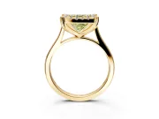 Single Halo Engagement Ring Setting for Fancy Yellow Princess Cut Center with Corner Claws, Plain Band and Prong Head in Yellow Gold