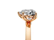 Solitaire Engagement Ring Setting for Heart-Shaped Center with Thin Rounded Plain Band and Prong Head in Rose Gold