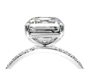 Solitaire Engagement Ring Setting for Asscher Cut Center with Pave Accents and Prong Head in Sterling Silver