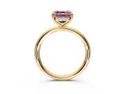 Hidden Halo Engagement Ring Setting for Fancy Pink Asscher Cut Center with Thin Rounded Band and Prong Head in Yellow Gold