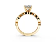 Solitaire Engagement Ring Setting for Radiant Cut Center with Milgrain Bezel Accents and Prong Head in Yellow Gold