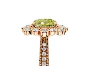 Milgrain Halo Engagement Ring Setting for Fancy Yellow Cushion Cut Center with Bezel Point Accents and Prong Head in Rose Gold