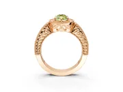 Milgrain Halo Engagement Ring Setting for Fancy Yellow Marquise Center with Pave Band and Prong Head in Rose Gold