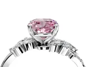 Solitaire Engagement Ring Setting for Fancy Pink Cushion Cut Center with Marquise Accent Twist Band and Prong Head in White Gold