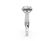 Halo Engagement Ring Setting for Princess Cut Center with Square Band and Prong Head in Platinum
