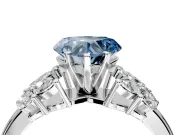 Leaf Cluster Engagement Ring Setting for Fancy Blue Heart-Shaped Center with Marquise Accents and Prong Head in Sterling Silver