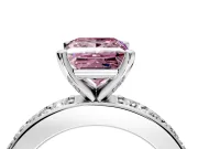 Solitaire Engagement Ring Setting for Fancy Pink Princess Cut Center with Channel-Set Accents and Prong Head in White Gold