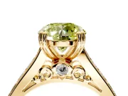 Solitaire Engagement Ring Setting for Fancy Yellow Round Cut Center with Channel Band and Double Claw Prong Head in Yellow Gold