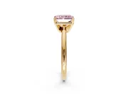 Solitaire Engagement Ring Setting for Fancy Pink Radiant Cut Center with Knife Ridge Band and Claw Prong Head in Yellow Gold