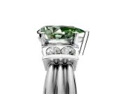 Solitaire Engagement Ring Setting for Fancy Green Pear-Shaped Center with Grooved Bar Accent Band and Prong Head in Platinum
