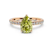 Solitaire Engagement Ring Setting for Fancy Yellow Pear-Shaped Center with Fine Pave Band and Prong Head in Rose Gold