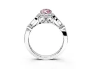 Solitaire Engagement Ring Setting for Fancy Pink Pear-Shaped Center with Marquise and Bezel Accents and Prong Head in White Gold