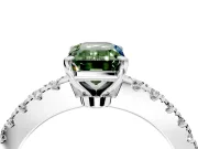 Solitaire Engagement Ring Setting for Fancy Green Emerald Cut Center with Single Row Accent Band and Prong Head in Platinum