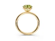 Low-Set Solitaire Engagement Ring Setting for Fancy Yellow Round Cut Center with Thin Plain Band and Prong Head in Yellow Gold