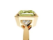 Cluster Engagement Ring Setting for Fancy Yellow Asscher Cut Center with Milgrain Shoulder Clusters and Prong Head in Yellow Gold