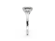 Solitaire Engagement Ring Setting for Emerald Cut Center with Plain Split Shank and Prong Head in Platinum