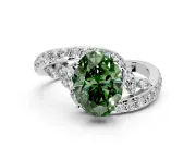 Solitaire Engagement Ring Setting for Fancy Green Oval Center with Pave Bypass Twist Band and Prong Head in Platinum