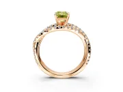 Solitaire Engagement Ring Setting for Fancy Yellow Emerald Cut Center with Woven 3-Strand Pave Band and Prong Head in Rose Gold