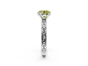 Solitaire Engagement Ring Setting for Fancy Yellow Round Cut Center with Scrollwork Band and Prong Head in Platinum