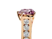 Solitaire Engagement Ring Setting for Fancy Pink Heart-Shaped Center with Cathedral Channel Band and Prong Head in Rose Gold