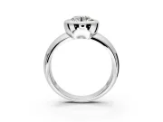 Solitaire Engagement Ring Setting for Round Cut Center with Wide Band and Bezel Head in Sterling Silver