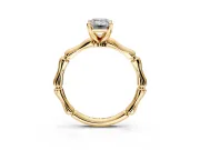 Solitaire Engagement Ring Setting for Emerald Cut Center with Bamboo Band and Prong Head in Yellow Gold
