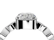 Vintage Station Engagement Ring Setting for Cushion Cut Center with Accents and Prong Head in Sterling Silver