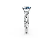 Crossover Engagement Ring Setting for Fancy Blue Oval Center with Pave and Plain Strands and Prong Head in White Gold