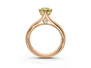 Solitaire Engagement Ring Setting for Fancy Yellow Radiant Cut Center with Milgrain Cathedral Band and Prong Head in Rose Gold