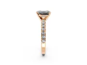 Solitaire Engagement Ring Setting for Emerald Cut Center with Large Accents and Prong Head in Rose Gold
