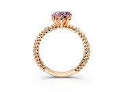 Rope Engagement Ring Setting for Fancy Pink Heart-Shaped Center with Accent Shoulders and Prong Head in Rose Gold