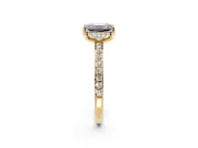 Solitaire Engagement Ring Setting for Emerald Cut Center with Fine Pave Band and Prong Head in Yellow Gold