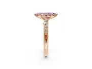 Cluster Engagement Ring Setting for Fancy Pink Marquise Center with Round Cut Accent Band and Prong Head in Rose Gold